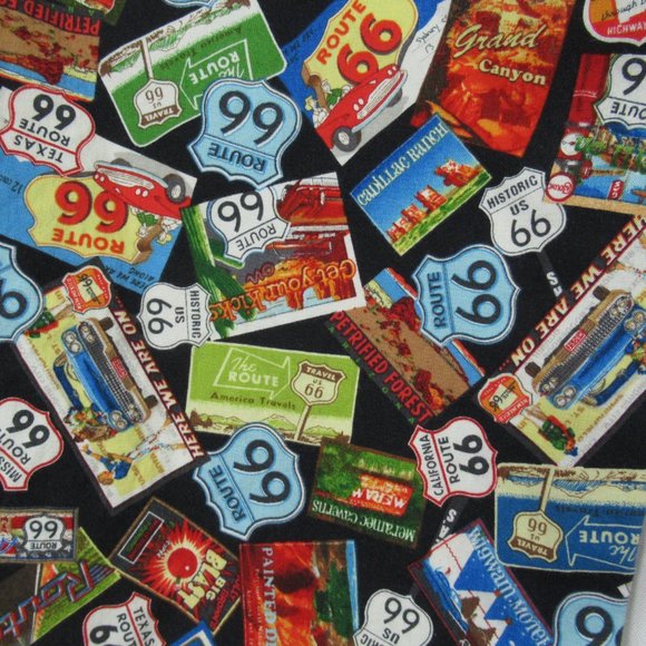 The Cats Pajamas PJ Lounge Pants Route 66 Collage Mens Medium Pockets Cotton - Picture 2 of 11